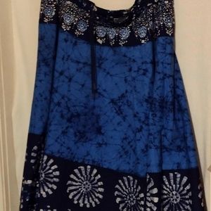 VIJAYA blue/white flair maxi skirt w/side pockets & stringed waist